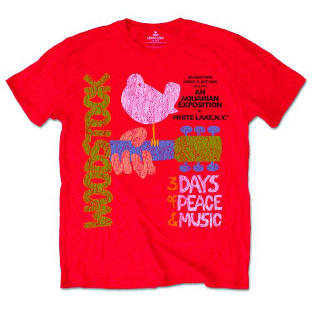 Woodstock - Classic Vintage Poster Tshirt Homme - Rouge